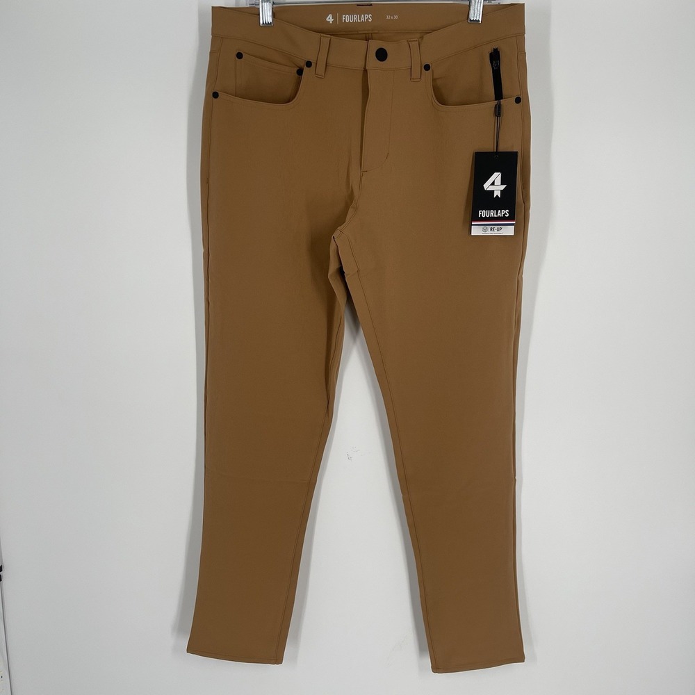 Fourlaps Radius Pants Mens‎ 32x30 Tan Brown Recycled Performance 5-Pocket New